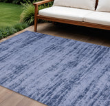 6' X 9' Denim Blue And Navy Blue Abstract Indoor Outdoor Area Rug