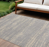 6' X 9' Gray And Beige Abstract Indoor Outdoor Area Rug