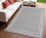 4' X 6' Gray And Ivory Indoor Outdoor Area Rug