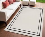 4' X 6' Ivory And Black Indoor Outdoor Area Rug