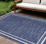 6' X 9' Navy Blue And Ivory Indoor Outdoor Area Rug