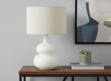 25" Cream Ceramic Gourd Table Lamp With Cream Drum Shade