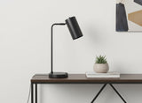 18" Gray Metal Round USB Table Lamp With Gray Cylinder Shade