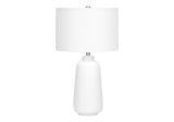 26" Cream Ceramic Cylinder Table Lamp With Cream Drum Shade