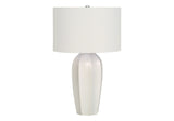 27" Cream Ceramic Geometric Table Lamp With Cream Drum Shade