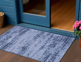 2' X 4' Denim Blue And Navy Blue Abstract Indoor Outdoor Area Rug