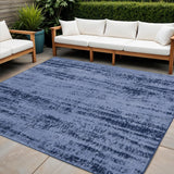 5' Denim Blue And Navy Blue Square Abstract Indoor Outdoor Area Rug
