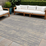 5' Gray And Beige Square Abstract Indoor Outdoor Area Rug