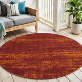 4' Red And Orange Round Abstract Indoor Outdoor Area Rug