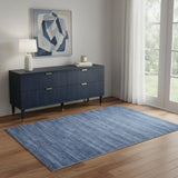 4' X 6' Blue Abstract Washable Non Skid Area Rug