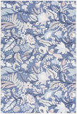 4' X 6' Blue and Ivory Floral Power Loom Washable Non Skid Area Rug