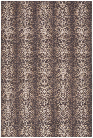 4' X 6' Yellow and Brown Leopard Print Power Loom Washable Non Skid Area Rug