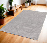 4' X 6' Gray and Ivory Abstract Power Loom Washable Non Skid Area Rug