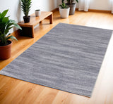 4' X 6' Gray and White Abstract Power Loom Washable Non Skid Area Rug