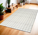 4' X 6' Gray and Ivory Geometric Power Loom Washable Non Skid Area Rug
