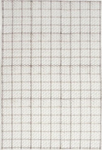4' X 6' Gray and Ivory Geometric Power Loom Washable Non Skid Area Rug