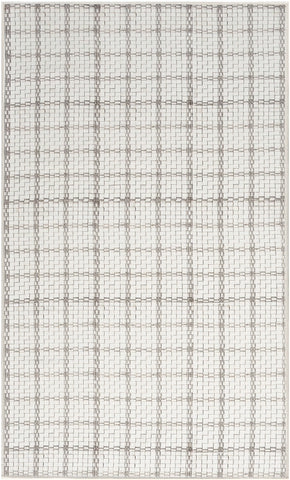 3' X 5' Gray and Ivory Geometric Power Loom Washable Non Skid Area Rug
