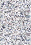 4' X 6' Ivory and Blue Floral Power Loom Washable Non Skid Area Rug