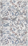 3' X 5' Ivory and Blue Floral Power Loom Washable Non Skid Area Rug
