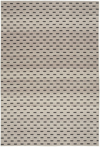4' X 6' Beige and Black Geometric Power Loom Washable Non Skid Area Rug