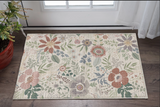 3' X 5' Pink Floral Power Loom Non Skid Area Rug