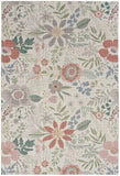 4' X 6' Gray and Pink Floral Power Loom Washable Non Skid Area Rug