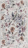 3' X 5' Pink and Ivory Floral Power Loom Washable Non Skid Area Rug