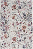 4' X 6' Pink and Ivory Floral Power Loom Washable Non Skid Area Rug