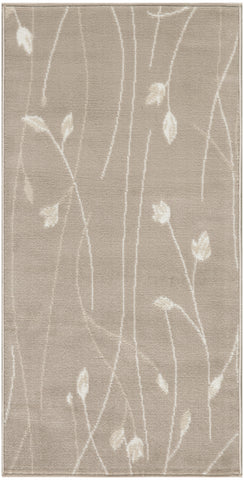 2' X 4' Beige and Ivory Floral Power Loom Area Rug