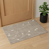 2' X 4' Beige and Ivory Floral Power Loom Area Rug