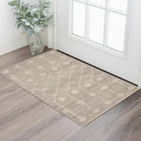 2' X 4' Beige and Ivory Moroccan Power Loom Area Rug