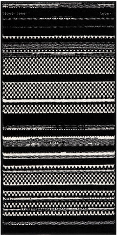 2' X 4' Black and White Striped Power Loom Area Rug