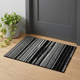 2' X 4' Black and White Striped Power Loom Area Rug