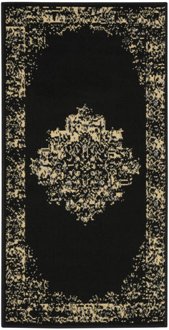 2' X 4' Tan And Black Medallion Distressed Area Rug