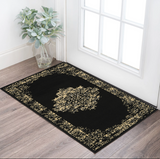 2' X 4' Tan And Black Medallion Distressed Area Rug