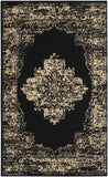 3' X 5' Tan and Black Medallion Distressed Non Skid Area Rug