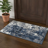 2' X 4' Blue And Ivory Abstract Area Rug