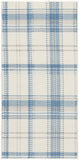 2' X 4' Blue and Ivory Plaid Power Loom Area Rug