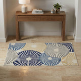3' X 5' Blue and Beige Geometric Power Loom Area Rug