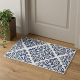 2' X 4' Blue And White Damask Area Rug