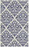 3' X 5' Blue and White Damask Power Loom Area Rug