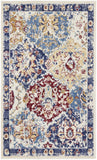 3' X 5' Ivory Red and Blue Ogee Distressed Non Skid Area Rug