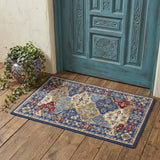 2' X 4' Red Blue And Light Brown Ogee Distressed Area Rug