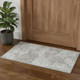 2' X 4' Gray Geometric Power Loom Area Rug