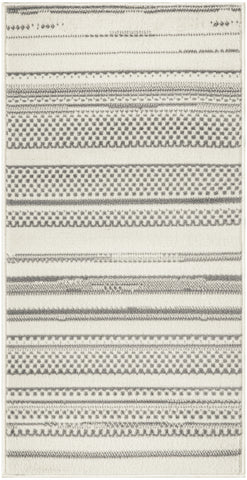 2' X 4' Gray and Ivory Striped Power Loom Distressed Area Rug