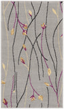 2' X 4' Gray and Pink Floral Power Loom Area Rug