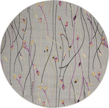 5' Gray and Pink Round Floral Vines Power Loom Area Rug