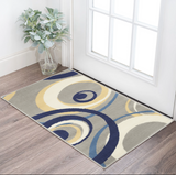 2' X 4' Gray and Blue Geometric Power Loom Area Rug