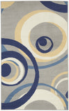 3' X 5' Gray and Blue Geometric Power Loom Area Rug