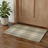 2' X 4' Green And Ivory Plaid Area Rug